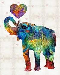 trunk up metal painted elephant
