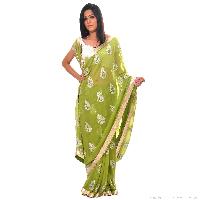 Green Georgette Sequin Embellished Saree