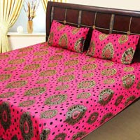Cotton Superb Red Floral Double Bed Sheet