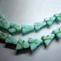 Green Opal Carved Triangle Shape Beads
