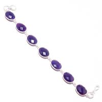 Purple Chalcedony Oval Shape Bracelet