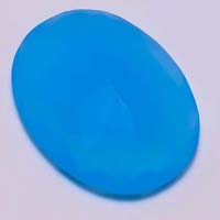 Sky Blue Chalcedony Faceted Oval Cut Stone