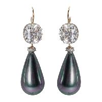 The Faux Magnificent Empress Eugenie Grey Pearl Earrings