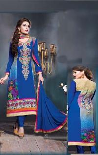 GEORGETTE BLUE EMBROIDERED SALWAR SUIT