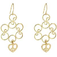 Golden Heart Dangle Earrings