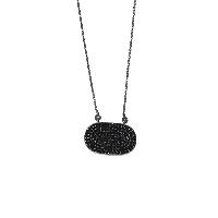 925 Sterling Silver Black Spinel Gemstone Bar Necklace