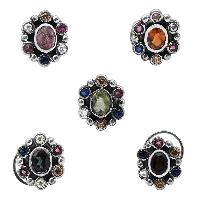 Amazing Multi CZ Gemstone 925 Sterling Silver Pack Of 5 Nose Pin