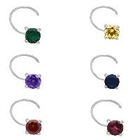 Awesome Multi CZ Gemstone 925 Sterling Silver Pack Of 6 Nose Pin
