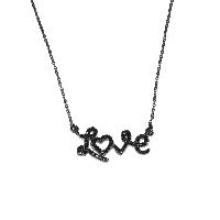 Black Spinel Gemstone 925 Silver Jewelry Love Necklace
