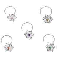 Colorful Multi CZ Gemstone 925 Sterling Silver Pack Of 5 Nose Pin