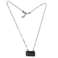 Designer Black Spinel Gemstone 925 Sterling Silver Bar Necklace