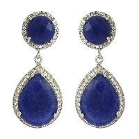 Designer Dyed Sapphire With White Topaz Gemstone Earring