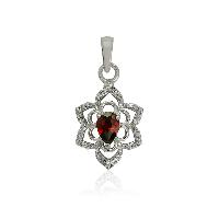 Garnet With Cubic Zirconia 925 Sterling Silver Pendant