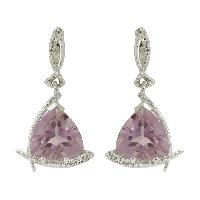 Gorgeous Amehyst with White Topaz Gemstone 925 Sterling Silver Earring