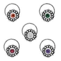 Gorgeous Multi CZ Gemstone 925 Silver Pack Of 5 Nose Pin