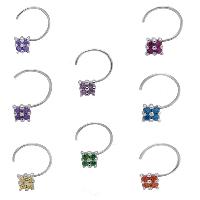Multi Coloful Multi CZ Gemstone 925 Sterling Silver Pack Of 8 Nose Pin