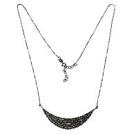 Multi Layered Black Spinel Gemstone 925 Sterling Silver Necklace
