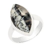 Rare Marquise Dendritic Opal Gemstone 925 Silver Ring