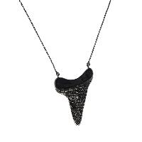Shark Tooth Black Spinel Gemstone 925 Sterling Silver Necklace