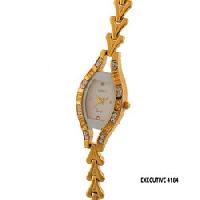 Ladies Golden Fancy Dial Wrist Watch