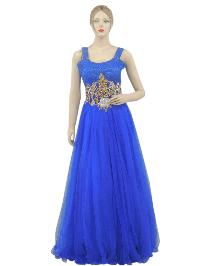 Bollywood Designer Heavy Fancy Blue Long Dress Gown