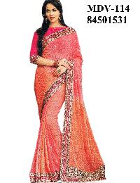 Designer Georgette Shaded Pink Saree