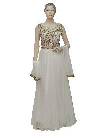 Exclusive Indian Bollywood Designer White Long Dress Gown