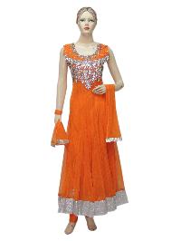 Fancy Designer Orange Long Anarkali Suit