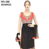 Indian Bollywood Fancy Black Netted Long Straight Suit