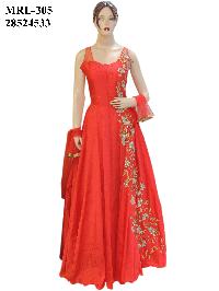 New Latest Heavy Fancy Silk Red Long Dress Gown