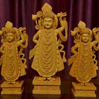 Wooden Srinath Ji Sculpture