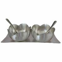 Silver Finish Plated 2 Bowl Tray Set