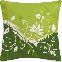 Green Abstrac Flower Polyester Cushion