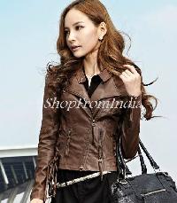 Custom Made Women Brown Lamb Leather Jacket