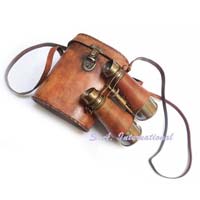 Brass Antique Binocular with Leather Case
