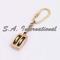 Nautical Brass Pulley Key Chain