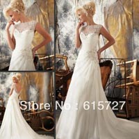 Ivory Color Deep V Back Bridal Wedding Dress