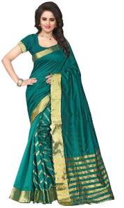 STUTTI FASHION Cotton Silk Designer Sarees, Color : Green