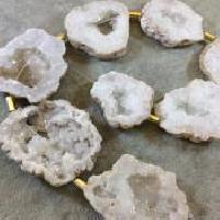 Large White Druzy Geode Slab Beads
