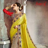 Yellow bridal saree