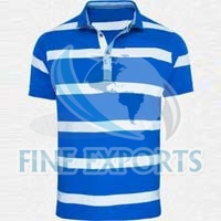 Blue and White Stripe Polo T Shirt