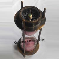 Antique Sand Timer with Compass