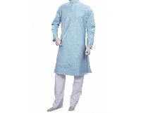 Classic Aqua Blue Ethnic Cotton Kurta Pajama Set