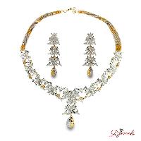 Flower Shape Diamond Necklace Set