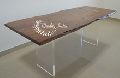 Wooden Top Sleek Long Dining Table Live Edge