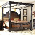antique carved wooden four post bed