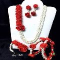pearl flower necklace artificial bridal jewellery set