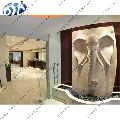 Pink Sandstone Wall Elephant Head Decor Statue