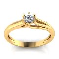 Daily Wear Sleek Small Diamond Solitaire Solid Gold Ring