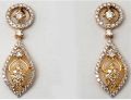 designer diamond studded pear shaped drop earrings